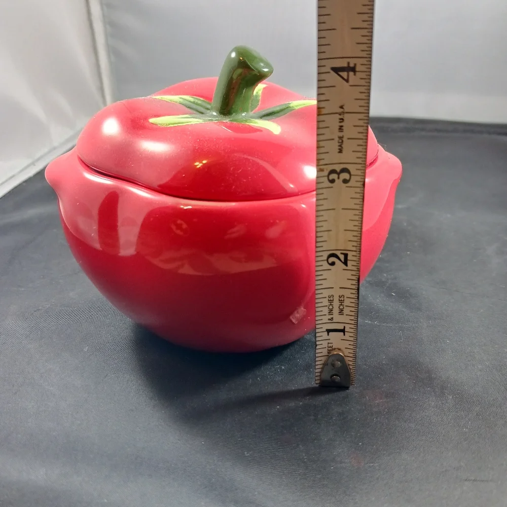 Vintage Tomato Shape Sugar/ Salt Jar Dish Small 4in x 4in